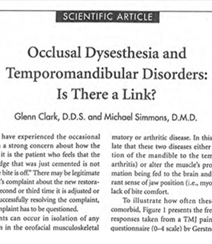 Text - Occlusal Dysesthesia and Temporomandibular Disorders