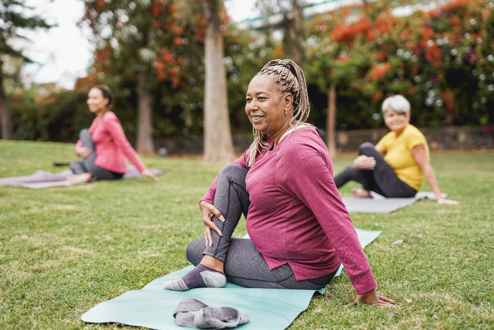 Women doing exercise to treat sleep apnea